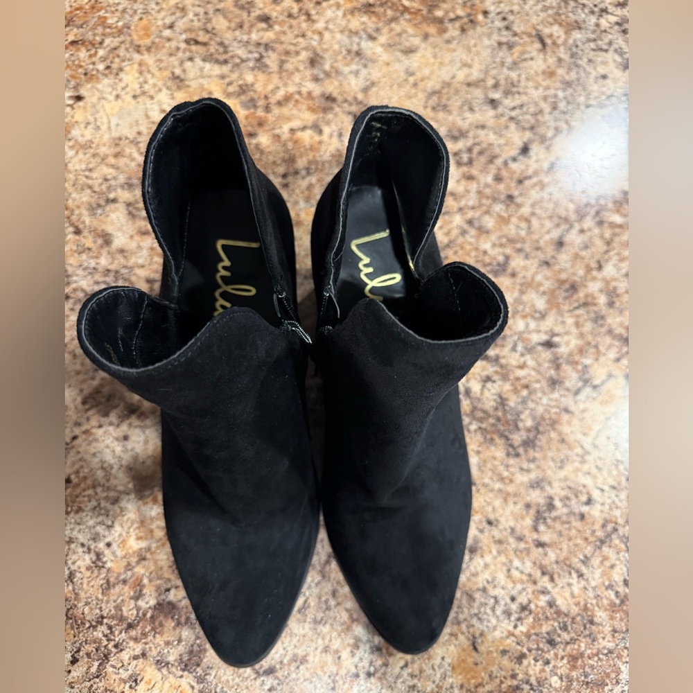 Lulus Martella Black Suede Ankle Booties - Size 7.5 - Picture 3 of 6